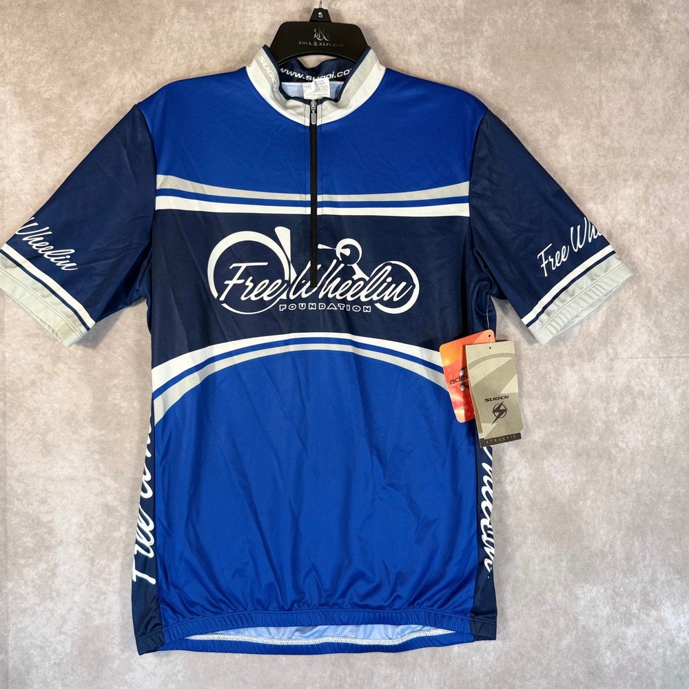 Sugoi Cycling Jersey Unisex XL Blue Free Wheelin Foundation Short Sleeve 1/4 Zip